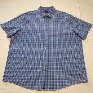 UNTUCKit Men’s Performance Nealer Short-Sleeve Button-Down Shirt 2XL Blue Check
